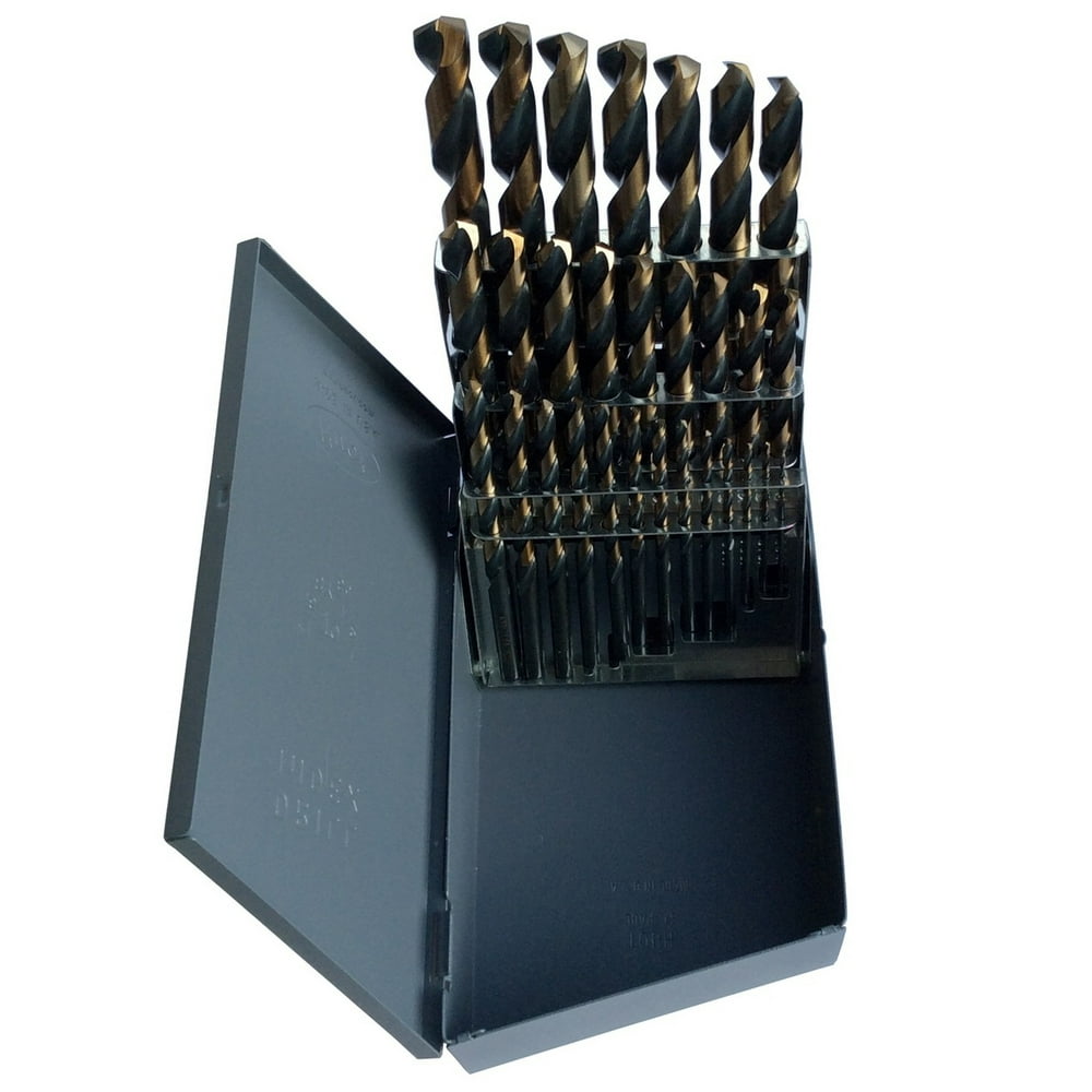 29 Piece Heavy Duty High Speed Steel Drill Bit Set in Metal Case, Sizes 1/16" 1/2" x 64ths