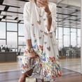 thumbnail image 3 of Baohd Robe Midi à Manches Longues Imprimée Col Rond Grande Grande Balançoire Taille Haute Vêtements pour Femmes Blanc TG, 3 of 6