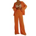 thumbnail image 2 of ICHUANYI Women's Fashion Solid Long-Sleeve Shirt and Full-Length Button Pajama Set Fall Winter Clothes, 2 of 7