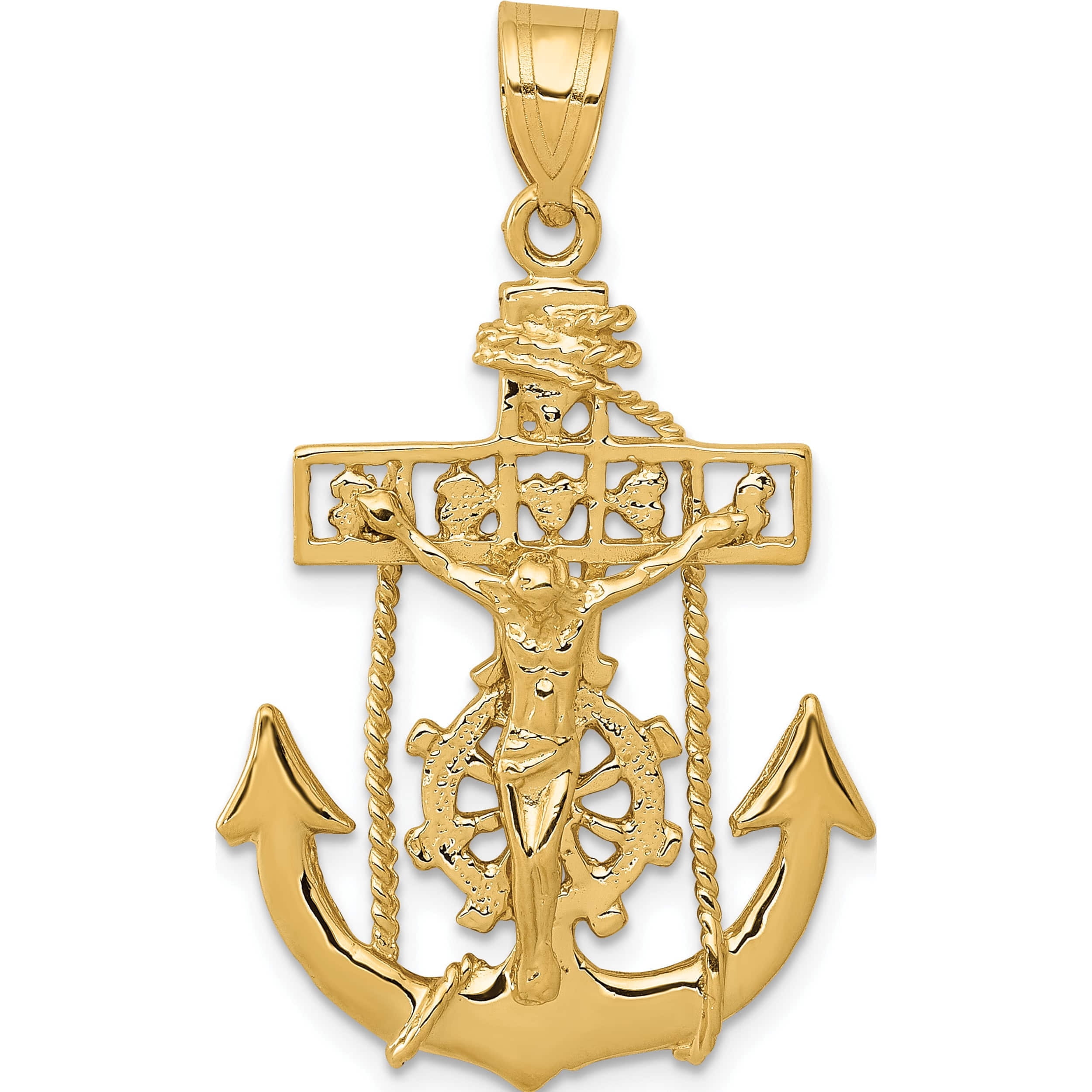 14K Yellow Gold Mariners Cross Pendant (36 X 22) Made In United States