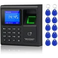 thumbnail image 1 of Biometric RFID Access Control System RFID Keypad USB Fingerprint System Electronic Time Clock Attendance Machine,1 set x fingerprint time clock,black, 1 of 8