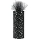 thumbnail image 1 of Rollo de tul negro brillante de 25 yardas y 6 pulgadas de ancho, rollo de cinta de malla con lentejuelas plateadas, red transparente, cintas de tela brillantes, carrete a granel, 1 of 9