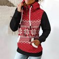 thumbnail image 2 of Col Roulé de Noël Femmes Col Roulé à Empiècements Imprimé de Noël Décontracté Manches Longues à Capuche avec Poche Chandails Molletonnés à Enfiler, 2 of 4