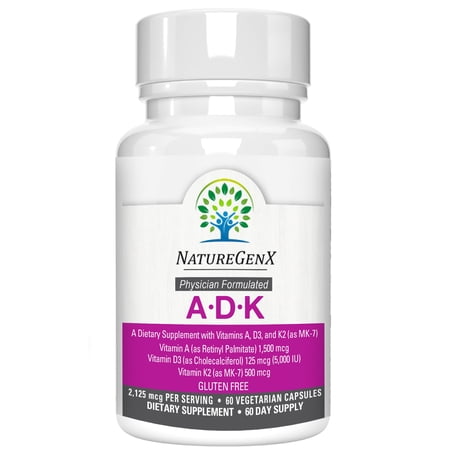 NatureGenX ADK Vitamin Supplement – High Potency Vitamins A 5000 IU, D3 5000 IU, K2 500 mcg – Supports Bone Strength, Joint Health, Heart & Immune Function – 60 Capsules, 2-Month Supply