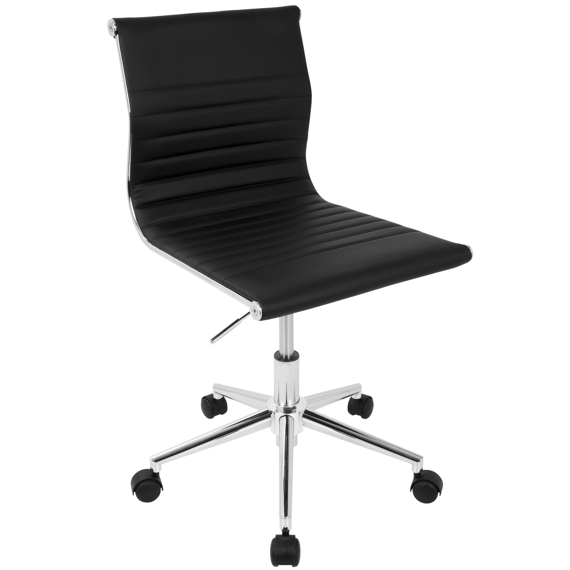 Master Contemporary Armless Adjustable Task Chair in Black Faux Leather