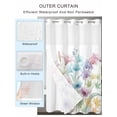 thumbnail image 4 of No Hook Shower Curtain with Snap-in Liner, Colorful Spring Floral Waterproof Fabric Bathroom Curtains, Farmhouse Flowers Modern Art Bath Curtains & Mesh Top Window Narrow 36"x78", 4 of 9