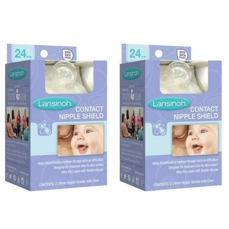 (2 Pack) Lansinoh Contact Nipple Shield, 2-24mm Nipple Shields with (Best Nipple Shield For Large Breasts)