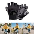 thumbnail image 2 of Kids Teen Half Finger Gloves Non Grip for Bike Riding Scooter Outdoor Sports Youth Fingerless Sports Gloves Black 10 Years-12 Years, 2 of 4