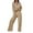 Khaki, variant on Turilly Women's Coats and Jackets Women Round Neck Long Sleeve Zipper Tops Blouses Shirts and Elastic Waist Long Pants Suit