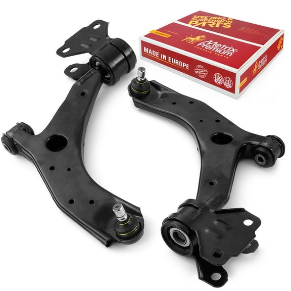 Metrix Premium Chassis Parts - Front Left & Right Lower Control Arm w Ball Joint & Bushing Assembly Kit Fits 2010-2013 Mazda 3, 10-13 3 Sport, Replacement RK621271, RK621270, Made in Europe