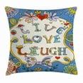 thumbnail image 1 of Live Laugh Love Decor Throw Pillow Cushion Cover, Colorful Floral Fantasy Design Frame Doodles Swirls Festive Romantic, Decorative Square Accent Pillow Case, 20 X 20 Inches, Multicolor, by Ambesonne, 1 of 2