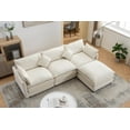 thumbnail image 4 of 101" Modular Sectional Sofa, Modern Convertible L-Shape Sofa Couch with Ottoman, 3 Seat Cloud Sectional Couch with Deep Seat for Living Room Bedroom, White, 4 of 7