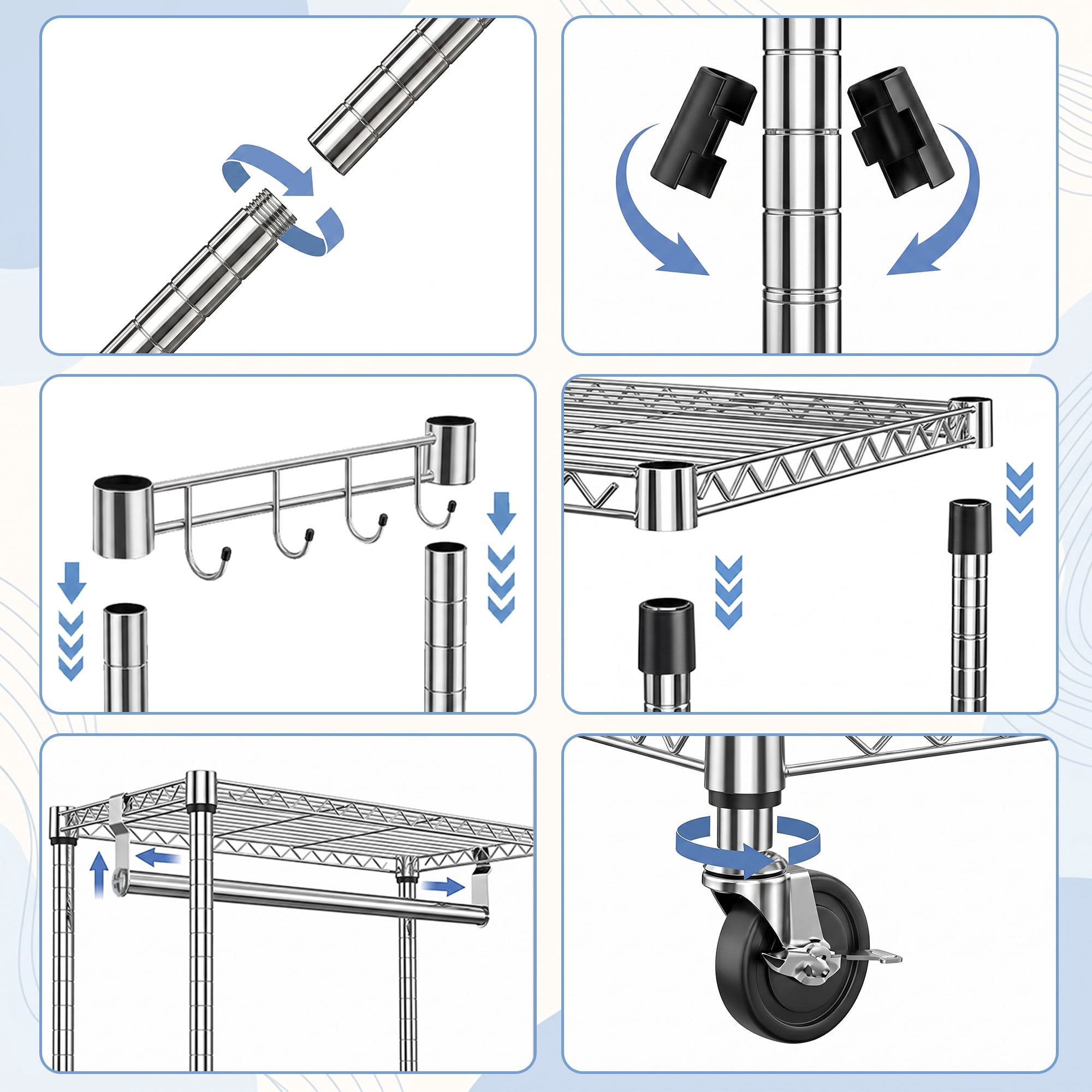 Garment Rack 29.5x15.7x74.5 Inch 3-Tier Carbon Steel 750 lbs Capacity with Lockable Wheels for Bedroom Laundry