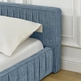thumbnail image 5 of Queen Size Upholstered Bed Frame with Chenille fabric with pleated design,Grounded Queen Size Platform Bed with Headboard and Solid Frame. No Box Spring Needed-Blue(88"*67"*23.5"), 5 of 10