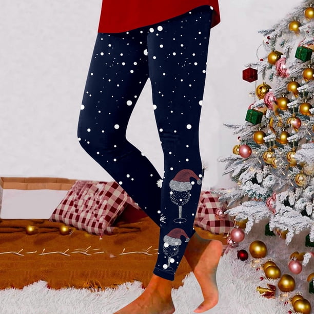 WILLBEST Leggings con Estampado Navideño para Mujer, Pantalones de Yoga de Cintura Alta para Fitness, Entrenamiento, Correr, Mallas Elásticas Cómodas Grande