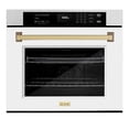 thumbnail image 2 of ZLINE 30 in. Autograph Edition Professional Convection Single Wall Oven with Air Fry and Self Clean in DuraSnow Stainless Steel with White Matte Door and Champagne Bronze Handle (WASSZ-WM-30-CB), 2 of 2