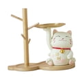 thumbnail image 1 of Bandeja de almacenamiento de estatuil de gato de de resina de escritorio de limpiar para lves teléfono moneda Estante de madera sentado Zulema titular de la llave de la estatua, 1 of 8
