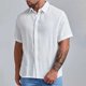 thumbnail image 3 of Camisa de manga corta con cuello cubano para hombre - Camisa informal con botones para bodas en la playa - Ropa de verano, 3 of 4