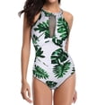 thumbnail image 1 of Aayomet Maillot de Bain pour Femmes Maillot de Bain en Maille Froncé Maillot de Bain une Pièce Monokini Col Maillot de Bain pour Femmes Ensemble Tankinis (Blanc, P), 1 of 5
