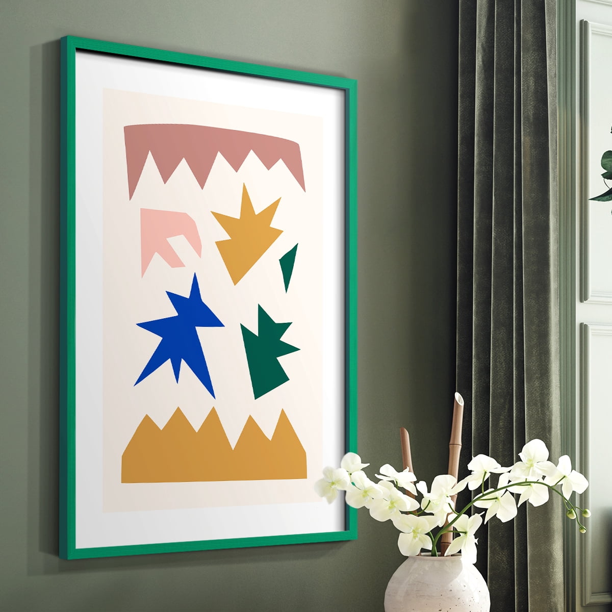 Matisse CDLXVIII in Green Solid Wood Framed Print No Nail Hanging