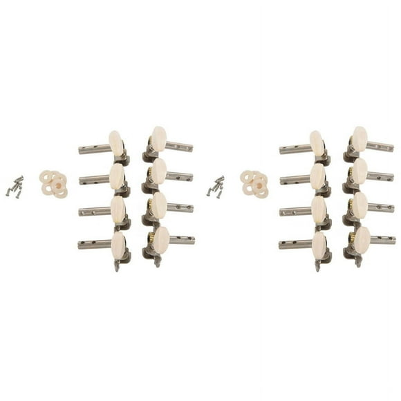 2set Machines Tuners Pegs Tuning Key with White Pearl Knobs 4L+4R for Mandolin