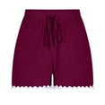 thumbnail image 5 of fatyb Shorts for Womens Drawstring Elastic Waist Lounge Shorts Lace Hem Loose Women's Summer Shorts, 5 of 5