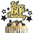 thumbnail image 1 of Cake topper OffiCreative Feliz 60.º cumpleaños negro y dorado, 1 of 7