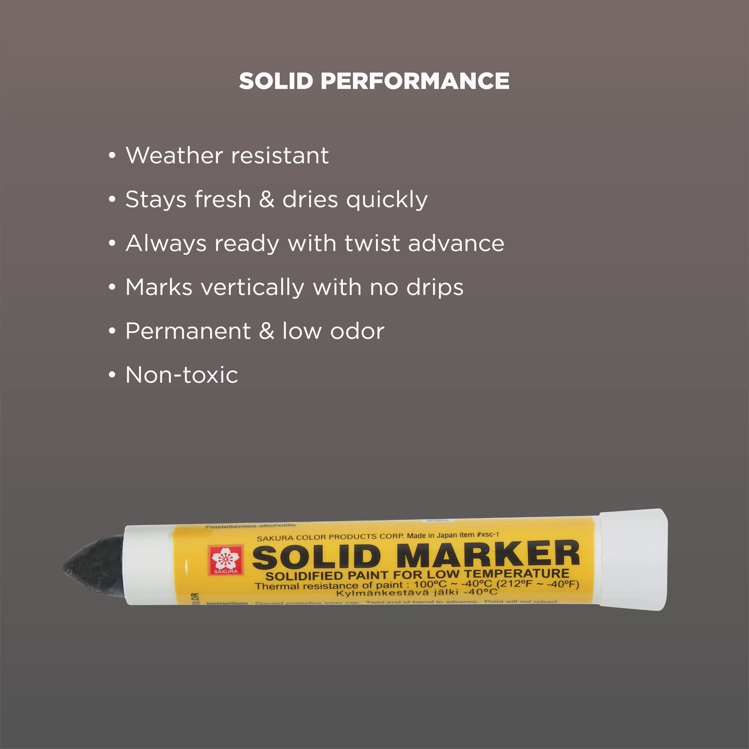 Sakura Solid Paint Markers with Twist Up Tip - Low Temperature Permanent Marker Pens - Window, Wood, & Glass Marker - Black Paint - 12 Pack