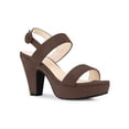 thumbnail image 1 of BLISSFUL STEP Women's Slingback Platform Heels Chunky High Heel Sandals Coffee (Size 6), 1 of 7