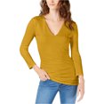 thumbnail image 1 of I.N.C Womens V-Neck Basic T-Shirt, Yellow, Medium, 1 of 1
