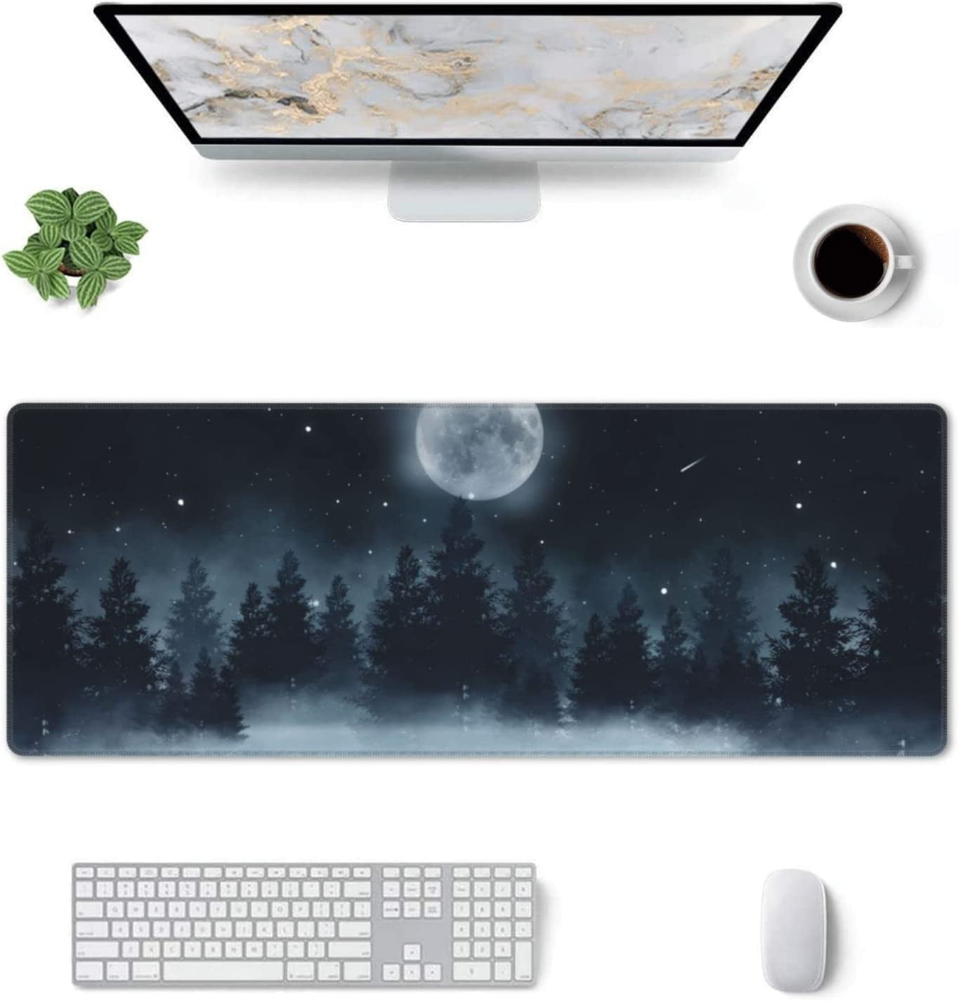 XL Large Mouse Pad for Desk, Funny Gifts Dark Abstract Forest Extended Gaming Mouse Pad, Long Keyboard Mat Laptop Pad for Office, Big Desk Pad for Keyboard and Mouse with Nonslip Base, 31.5*11.8 in