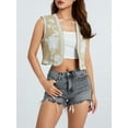 thumbnail image 4 of ZAXARRA Women Vintage Floral Embroidered Vest Tops Sleeveless Linen Open Front Cardigan Boho Blouses Waistcoat, 4 of 9