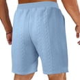 thumbnail image 4 of Mens Shorts Jacquard Casual Cable Knit Drawstring Elastic Waist Summer Beach Lounge SweatShorts Texture Short Pants with Wide Contrast Waistban Light Blue XXL, 4 of 6