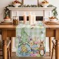 thumbnail image 2 of Table Runner 72 Inches Long for Kitchen Dining, Easter Gnomes Dresser Scarf Farmhouse, Dining Table Decorations for Wedding/Parties, Spring Watercolor Bunny Tulip Green Plaid 16 x 72 In, 2 of 8