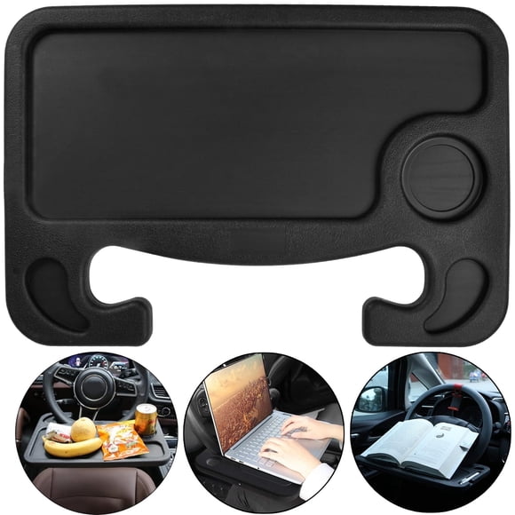 Mesa de volante de coche para portátil, bandeja multifunción 2 en 1 para comer y trabajar en el coche (negro)