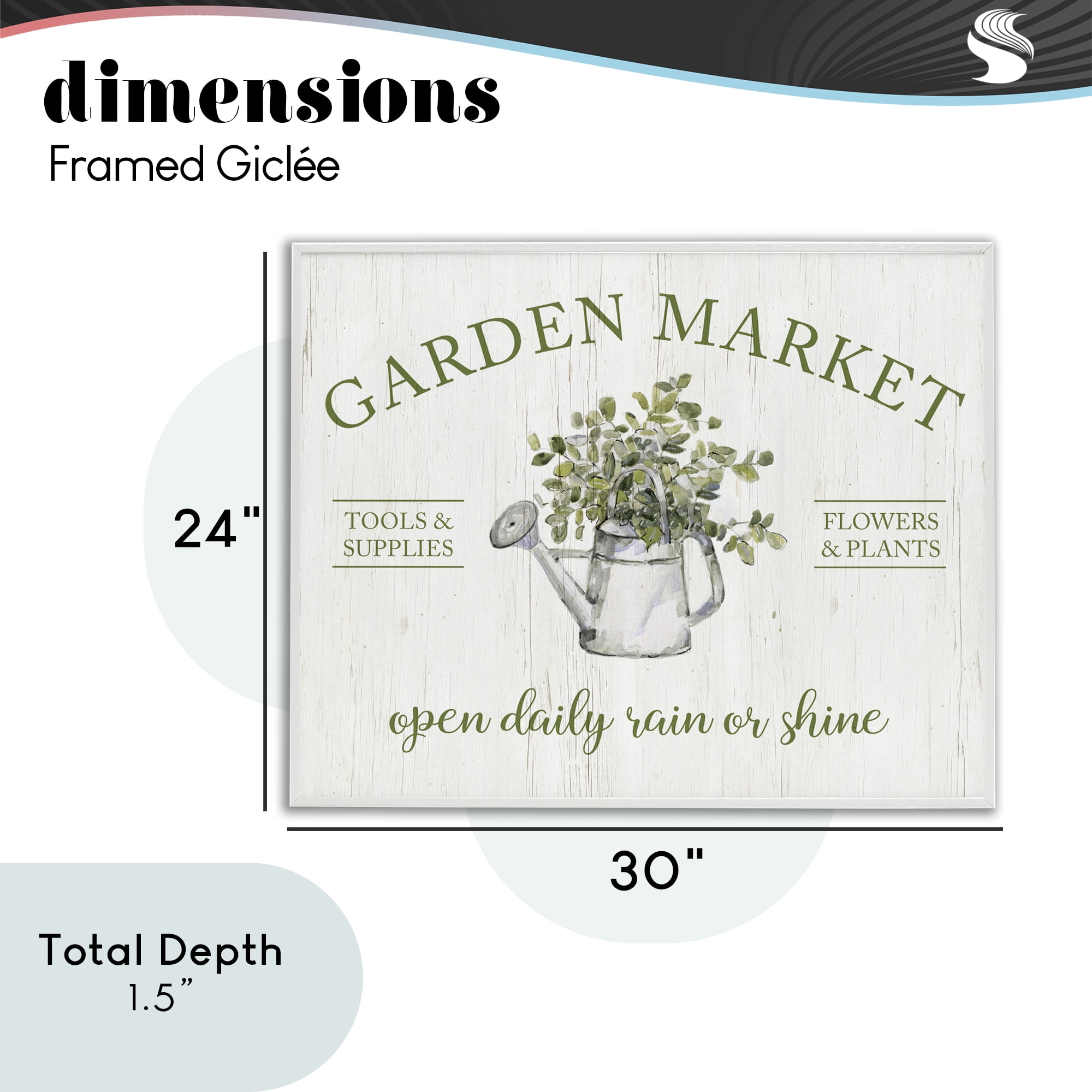 Stupell Industries Open Daily Garden Market White Framed Giclee Art, design by Sally Swatland