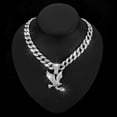 thumbnail image 2 of Miami Necklaces Cuban Pedant Necklace, Iced Out Bling Diamond Jewelry Silver/Gold Hip Hop Cuban Link Chains for Men Women, 2 of 7