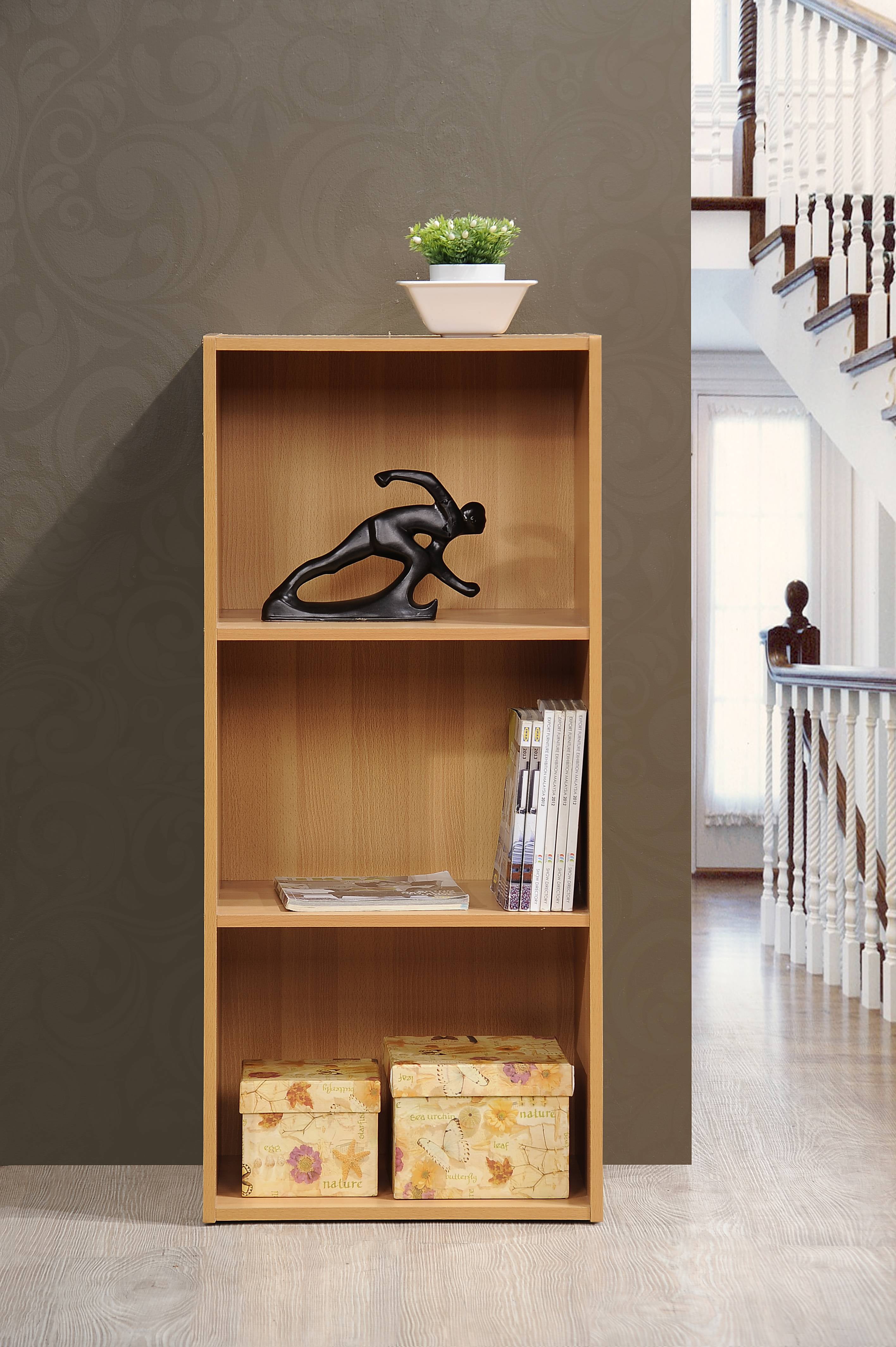 Hodedah 3-Shelf Bookcase in Beech