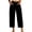 Black, variant on Women's Straight Leg Capri Pants Elastic Waist Cotton Blend Lounge Khaki Loose Fit Cropped Pants with Pockets Size L