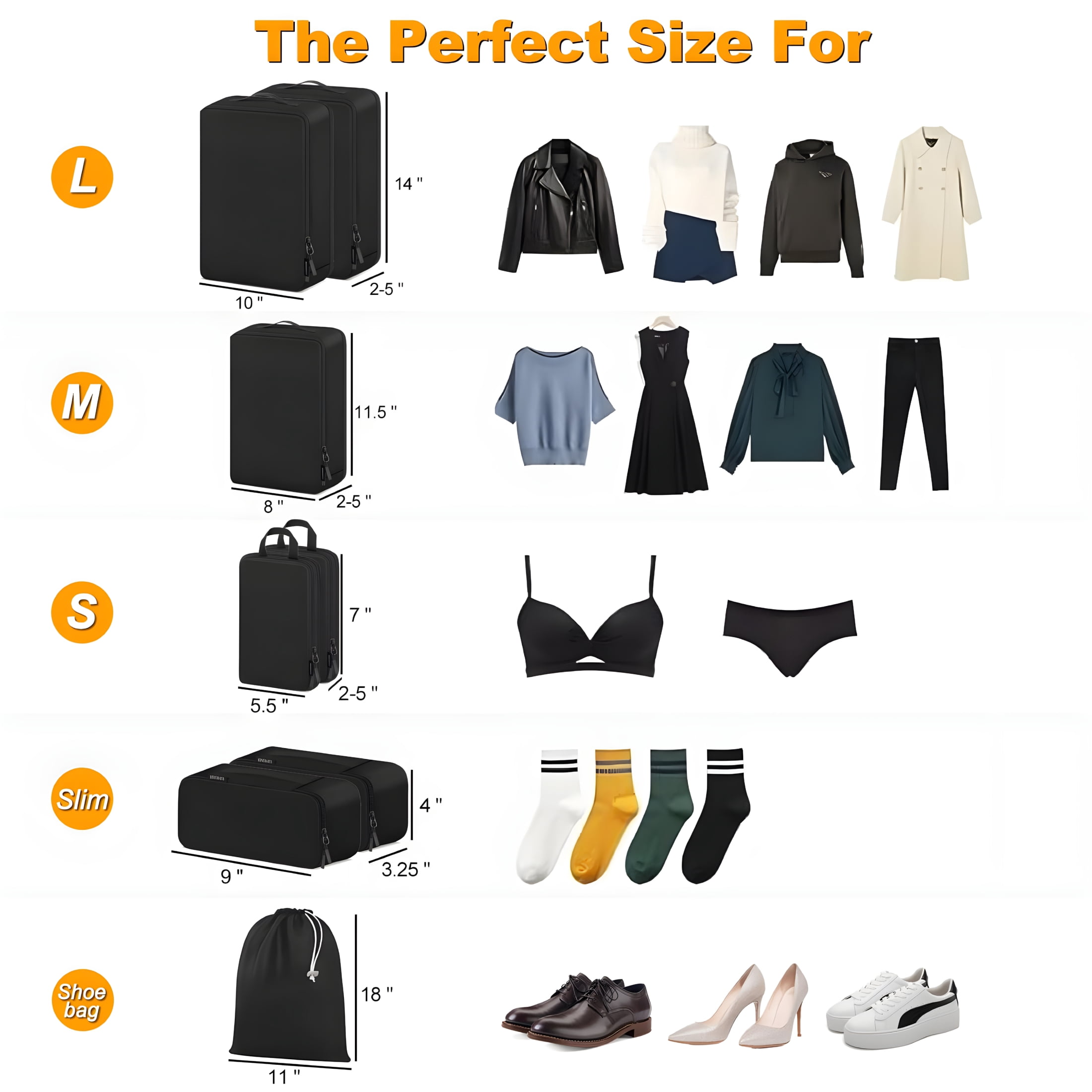 GASTROPOD 8 Set Compression Packing Cubes for Travel, Waterproof Luggage Organizers, Travel Cubes for Packing Suitcase Organizer Set for Carry-On & Checked Baggage, Travel Accessories for Men & Women