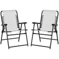 thumbnail image 2 of Outsunny Set of 2 Patio Folding Chairs, Outdoor Bungee Sling Chairs, White, 2 of 9