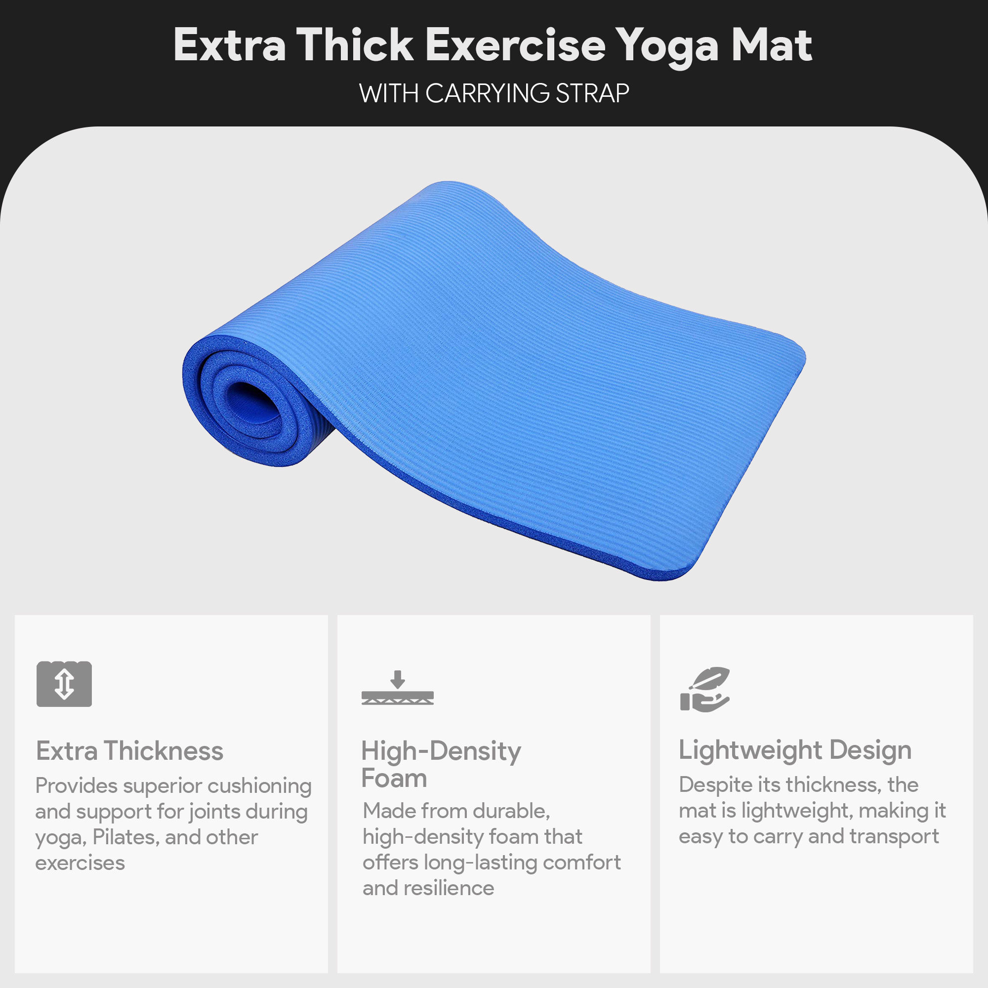 BalanceFrom 1-Inch Extra Thick Yoga Mat, Blue photo 2