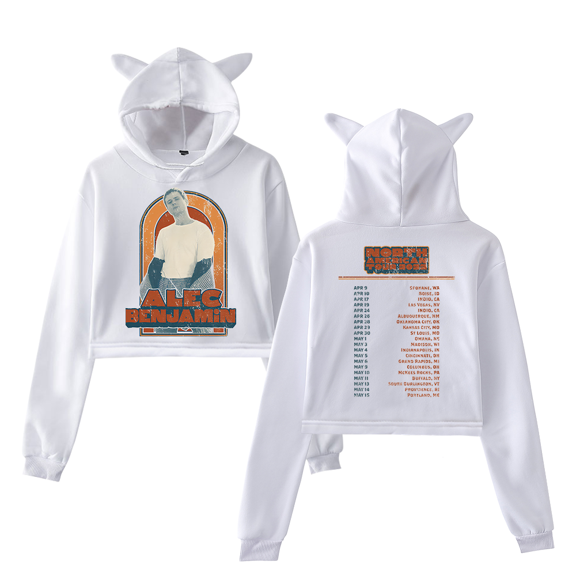 Alec Benjamin Tour Girl's Cute Cat Ear Cropped Pullover Hoodie Hooded Sweatshirt