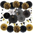 thumbnail image 1 of Party Decoration, Paper Pompoms Hanging Fans, Triangular Bunting And Hanging Paper Circles With Glit, 1 of 5