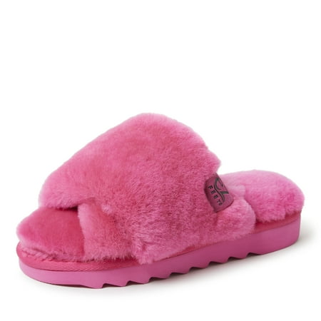 

EZ Feet by Dearfoams Genuine Shearling Wide X-Band Slide Slipper