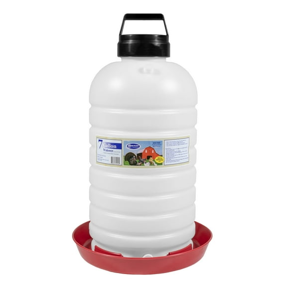 FARM-TUFF Durable Top Fill Hanging Plastic Automatic Poultry and Game Bird Fountain Waterer for Chickens, 7 Gallon Capacity