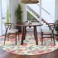 thumbnail image 5 of Blue Pink Botanical Round Rug 5ft Washable Circle Kitchen Rugs Non Slip Summer Watercolor Flower Leaf Plant Large Area Rug Indoor Floor Carpet for Bedroom Living Room Home Office Dining Room Nursery, 5 of 8