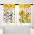 thumbnail image 2 of Yellow Sunflower Flower Kitchen Curtains, Summer Bee Boardshort Window Curtains Set of 2, Window Treatment Tier Curtains for Kitchen Over Sink Bathroom Dining Room Decor (26x36 Inch), 2 of 5