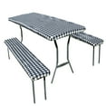 thumbnail image 1 of MesaSe Rally Home Goods Outdoor Vinyl Tablecloth Rectangular Fitted Cover Table + Benches 3-pc Set  Flannel Backing Elastic 30x72‘‘ (6-FT, 1 of 6
