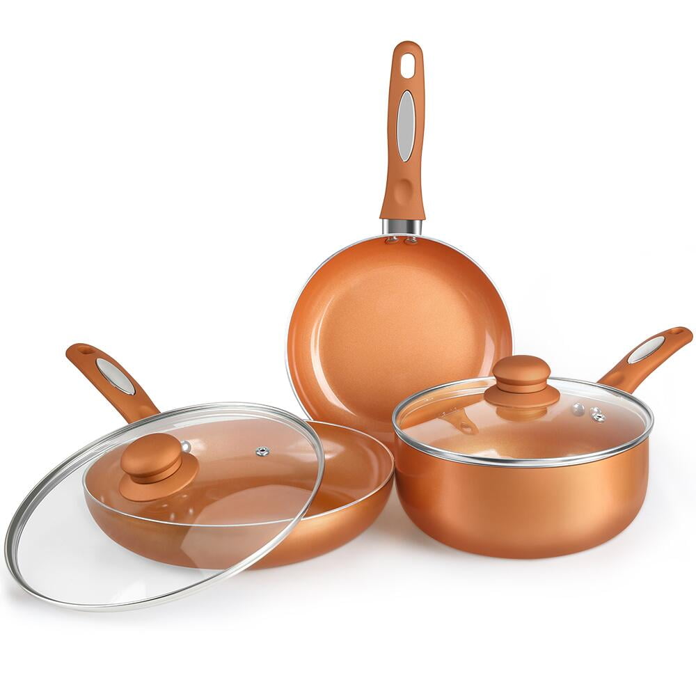 FGY 19 pcs  Non-Stick Copper Pots & Pans Set Induction Frying Pan Cookware Set 